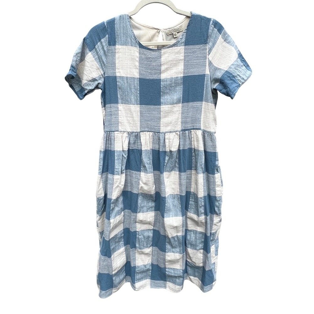 Polagram Blue White Buffalo Check Gingham Dress Small Picnic Cottagecore Twee